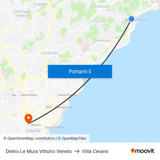 Dietro Le Mura Vittorio Veneto to Villa Cerami map