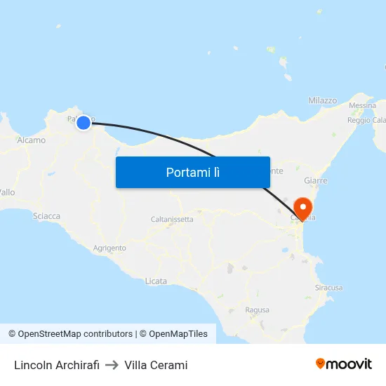 Lincoln Archirafi to Villa Cerami map