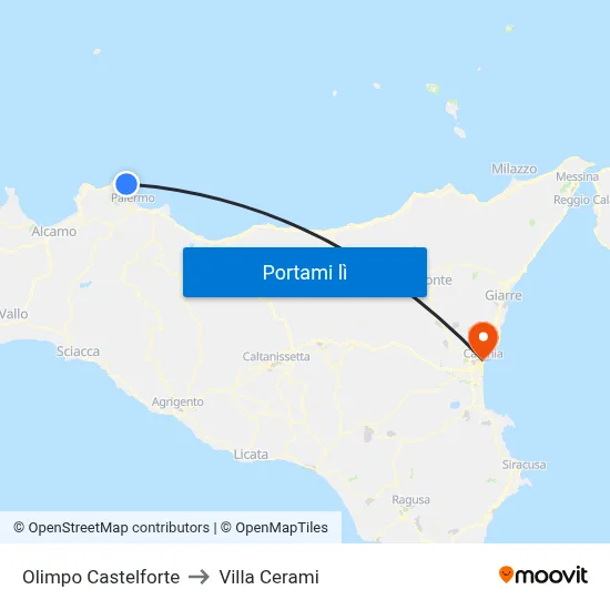 Olimpo Castelforte to Villa Cerami map