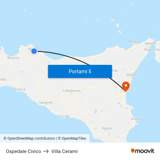 Ospedale Civico to Villa Cerami map