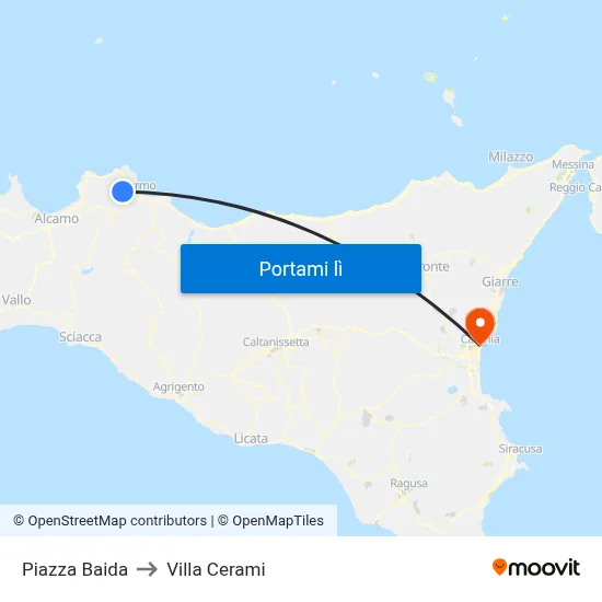 Piazza Baida to Villa Cerami map