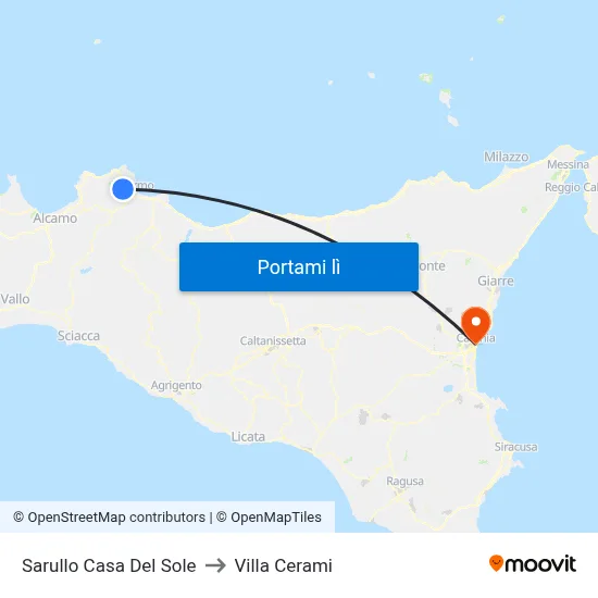 Sarullo Casa Del Sole to Villa Cerami map