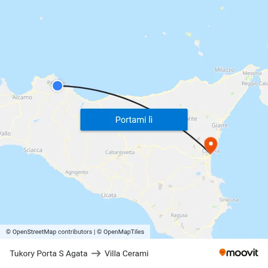 Tukory Porta S Agata to Villa Cerami map