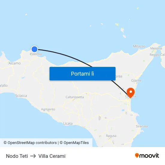 Nodo Teti to Villa Cerami map