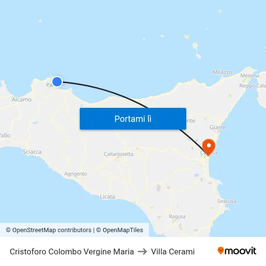 Cristoforo Colombo Vergine Maria to Villa Cerami map