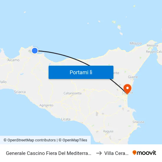 Generale Cascino Fiera Del Mediterraneo to Villa Cerami map