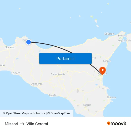 Missori to Villa Cerami map