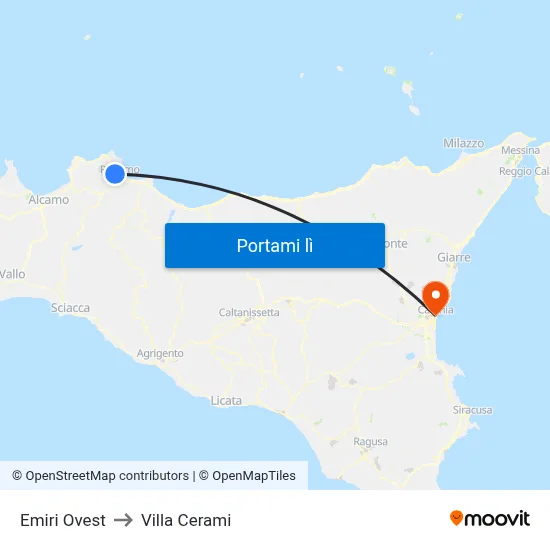 Emiri Ovest to Villa Cerami map