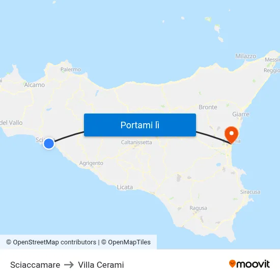 Sciaccamare to Villa Cerami map