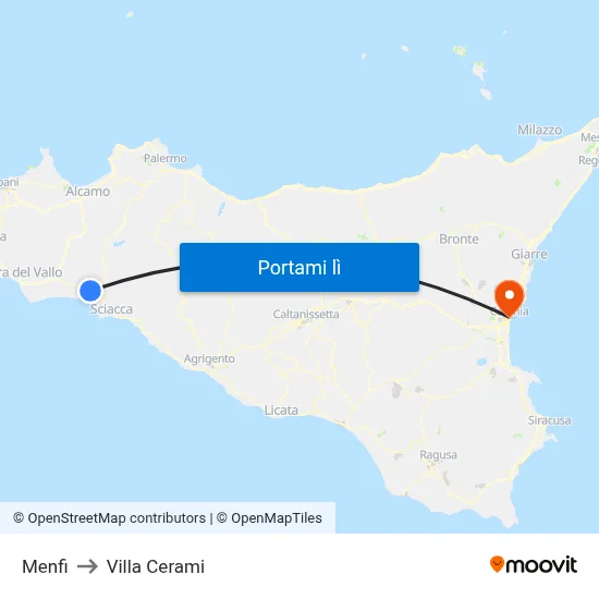 Menfi to Villa Cerami map