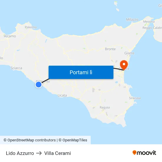 Lido Azzurro to Villa Cerami map