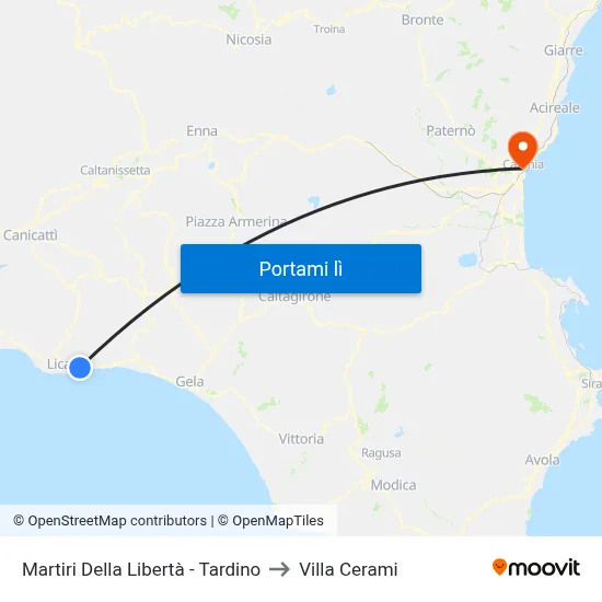 Martiri Della Libertà - Tardino to Villa Cerami map