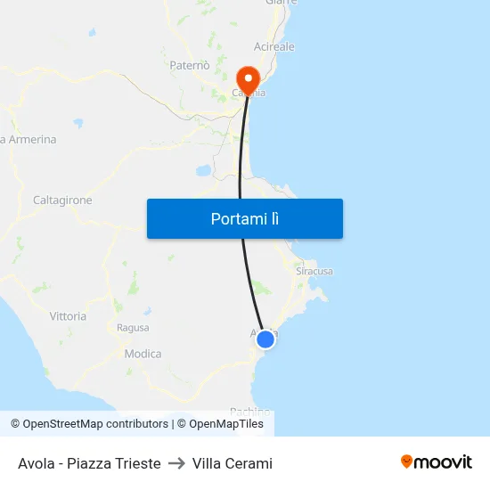 Avola - Piazza Trieste to Villa Cerami map