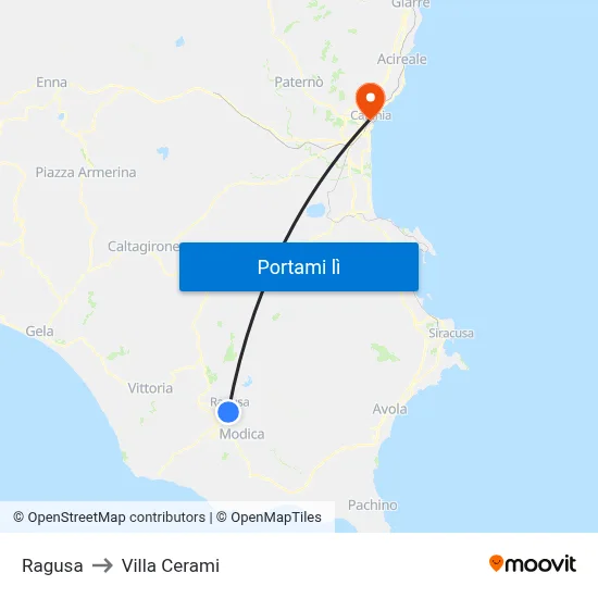 Ragusa to Villa Cerami map