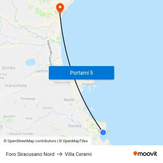 Foro Siracusano Nord to Villa Cerami map