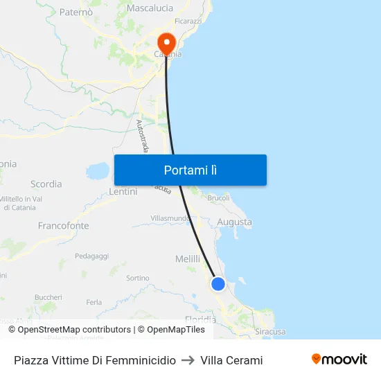 Piazza Vittime Di Femminicidio to Villa Cerami map
