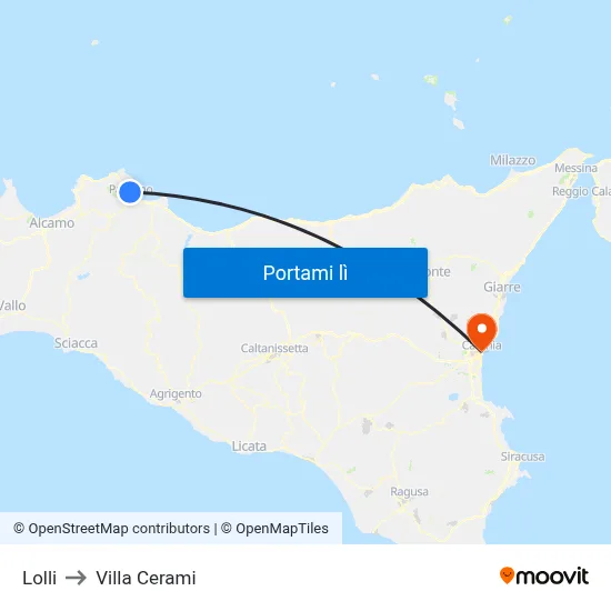 Lolli to Villa Cerami map