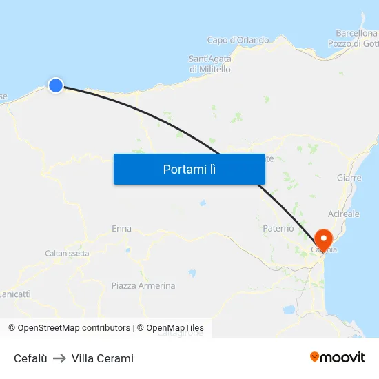 Cefalù to Villa Cerami map