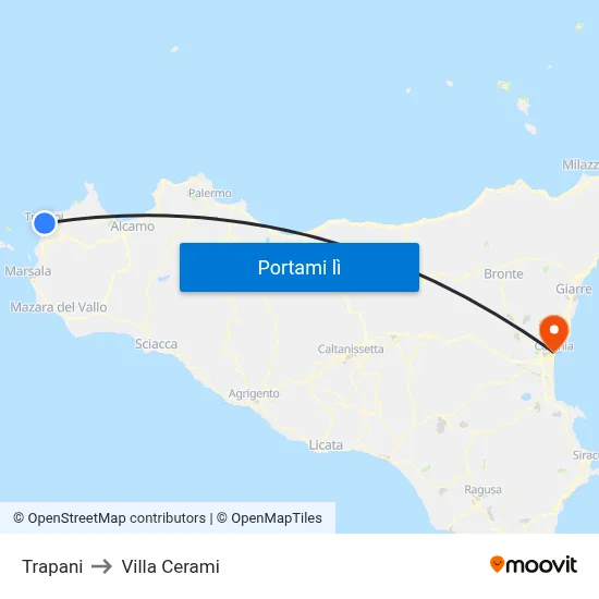 Trapani to Villa Cerami map