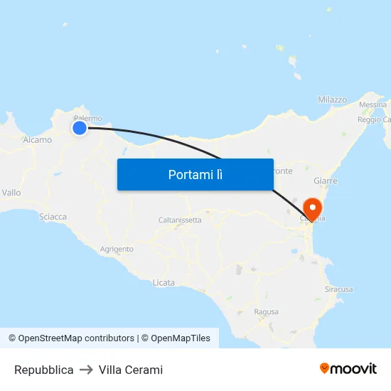 Repubblica to Villa Cerami map