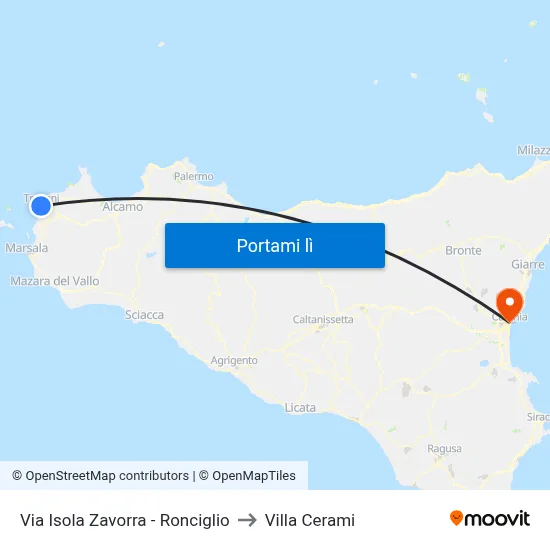 Via Isola Zavorra - Ronciglio to Villa Cerami map