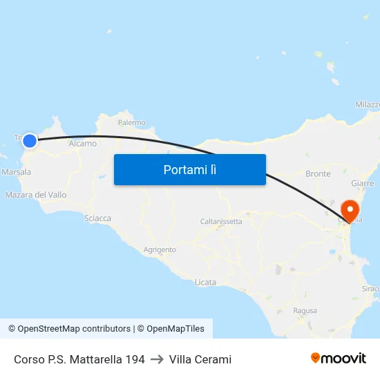 Corso P.S. Mattarella 194 to Villa Cerami map