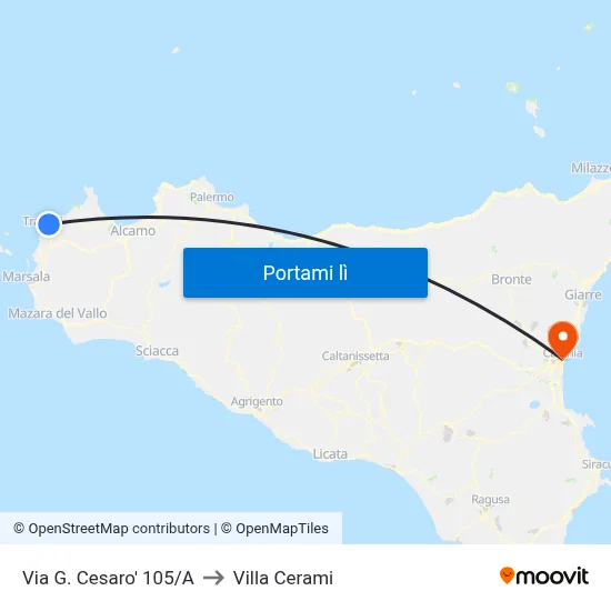 Via G. Cesaro' 105/A to Villa Cerami map