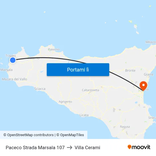 Paceco Strada Marsala 107 to Villa Cerami map