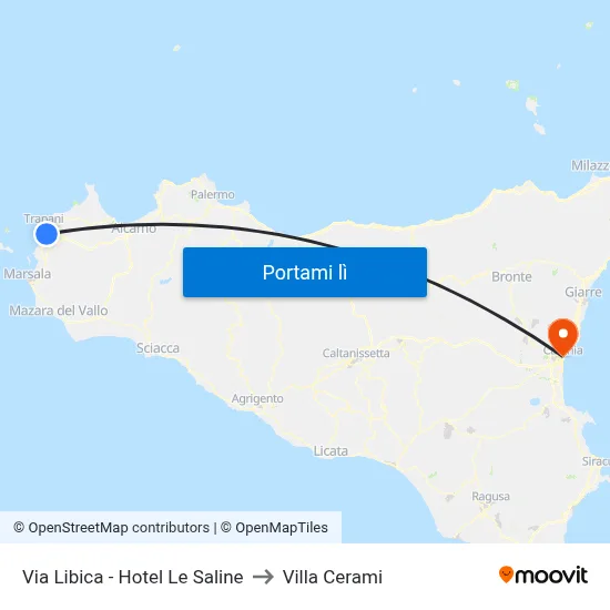 Via Libica - Hotel Le Saline to Villa Cerami map