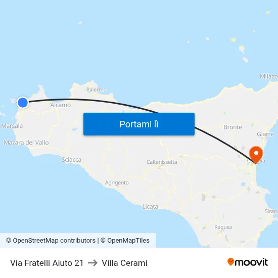 Via Fratelli Aiuto 21 to Villa Cerami map