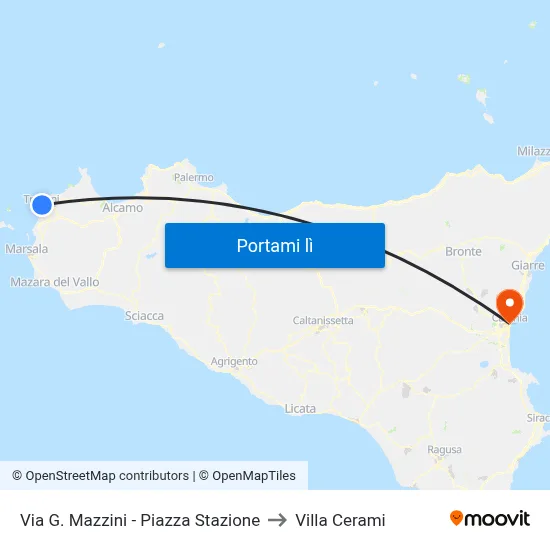 Via G. Mazzini - Piazza Stazione to Villa Cerami map