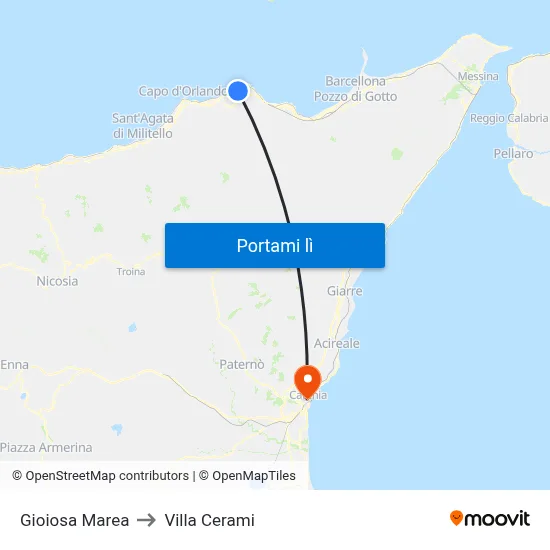 Gioiosa Marea to Villa Cerami map