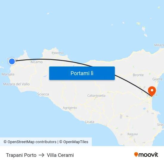 Trapani Porto to Villa Cerami map