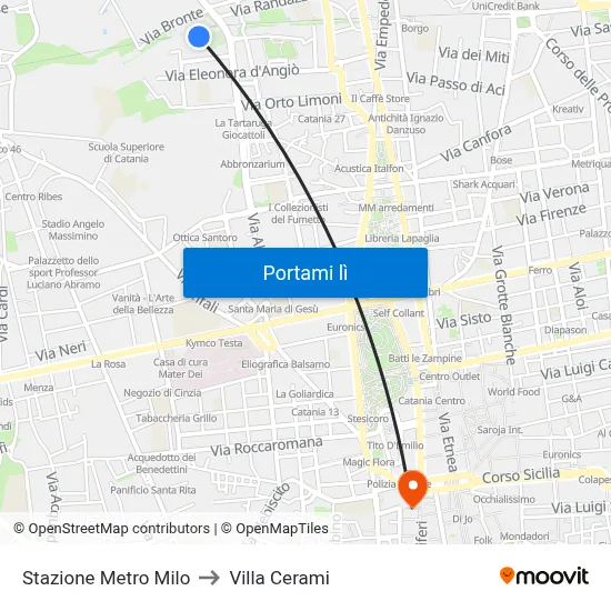 Stazione Metro Milo to Villa Cerami map