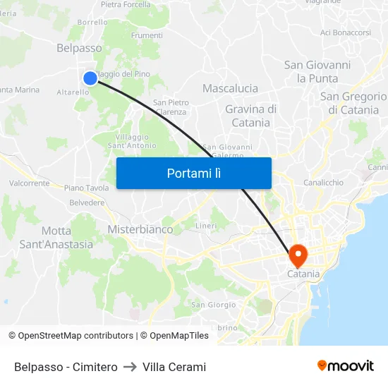 Belpasso - Cimitero to Villa Cerami map
