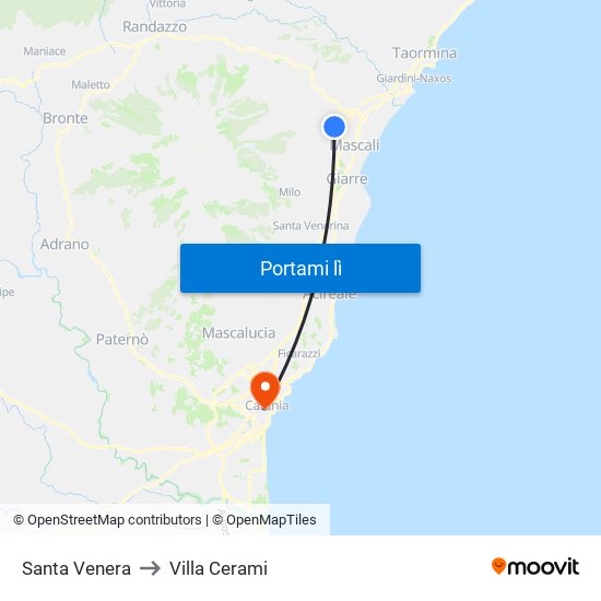 Santa Venera to Villa Cerami map