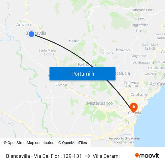 Biancavilla - Via Dei Fiori, 129-131 to Villa Cerami map