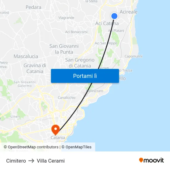 Cimitero to Villa Cerami map