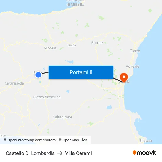 Castello Di Lombardia to Villa Cerami map