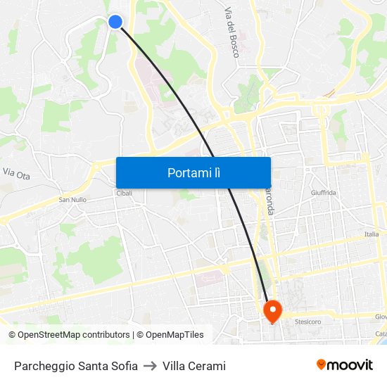 Parcheggio Santa Sofia to Villa Cerami map