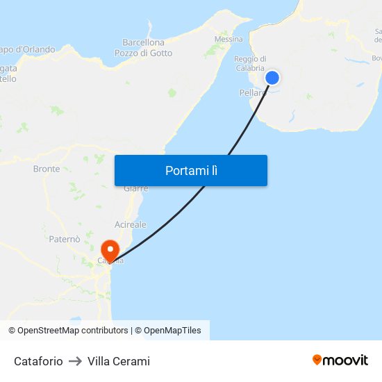 Cataforio to Villa Cerami map