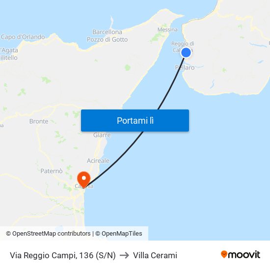 Via Reggio Campi, 136  (S/N) to Villa Cerami map