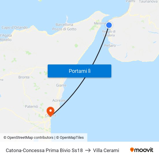 Catona-Concessa  Prima Bivio Ss18 to Villa Cerami map