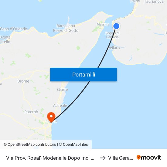 Via Prov. Rosal'-Modenelle Dopo Inc. Mod to Villa Cerami map