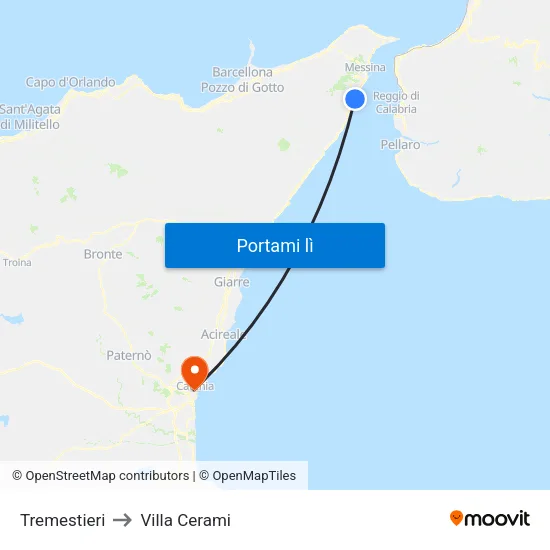Tremestieri to Villa Cerami map
