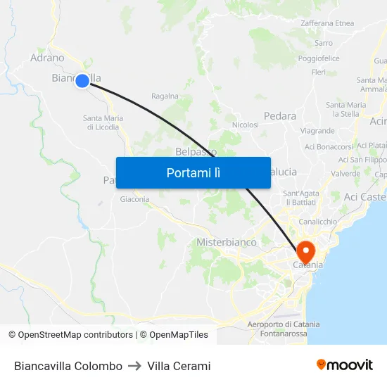 Biancavilla Colombo to Villa Cerami map