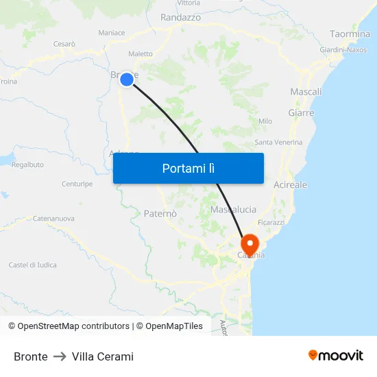 Bronte to Villa Cerami map