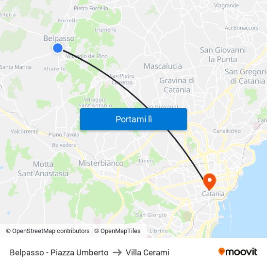 Belpasso - Piazza Umberto to Villa Cerami map