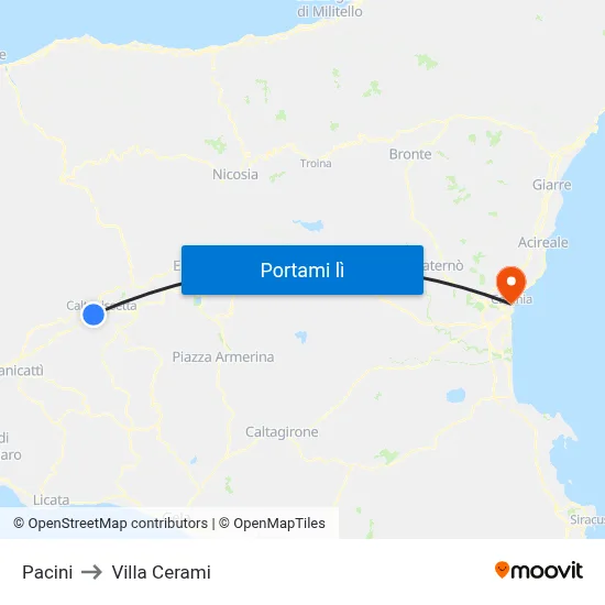 Pacini to Villa Cerami map