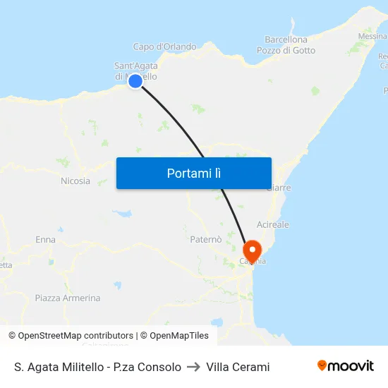 S. Agata Militello - P.za Consolo to Villa Cerami map